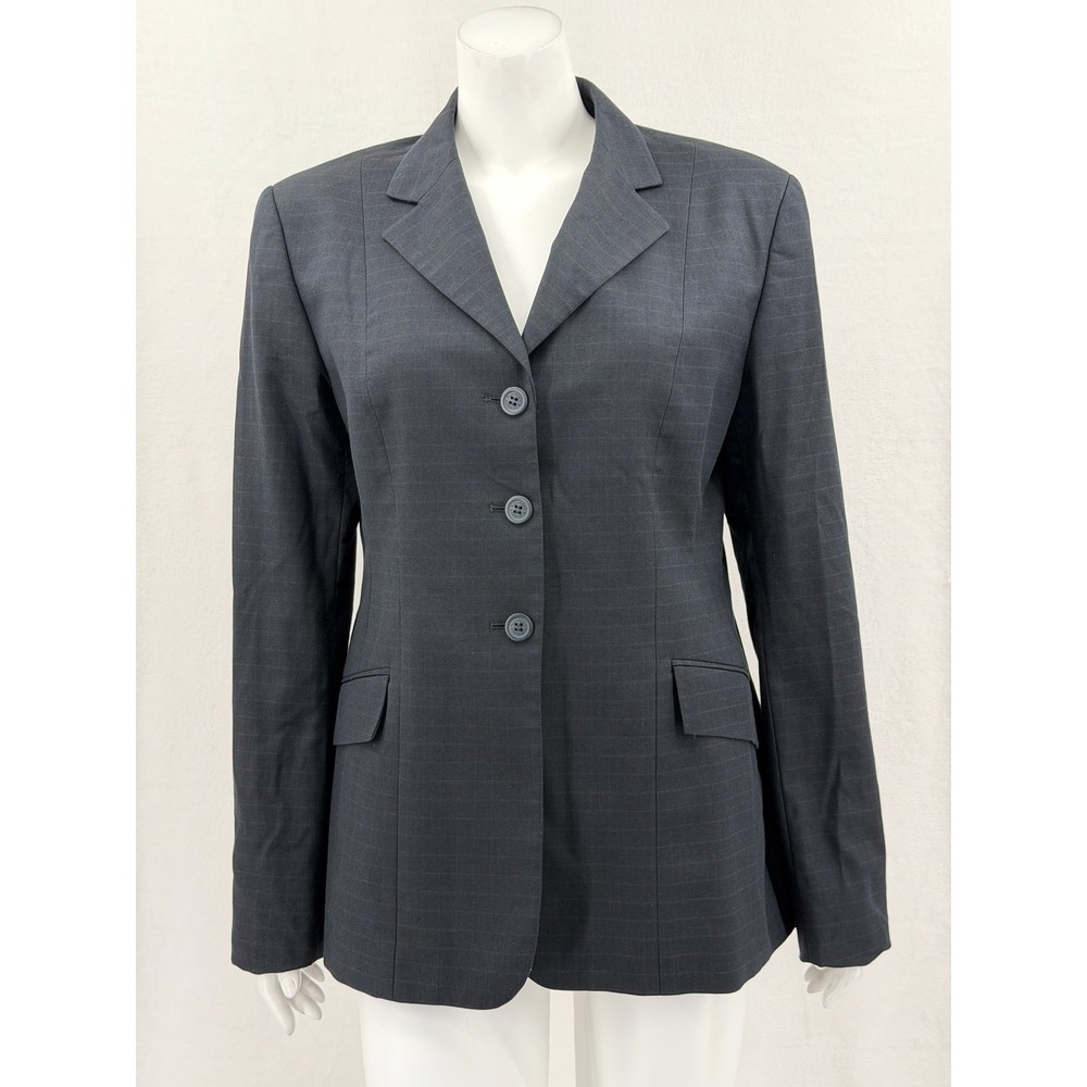 RJ Classics Blazer Womens 12 Navy Check Washable Work Preppy Equestrian Show
